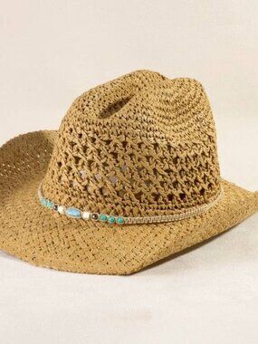 Hat Braided Beads Straw Cowboy